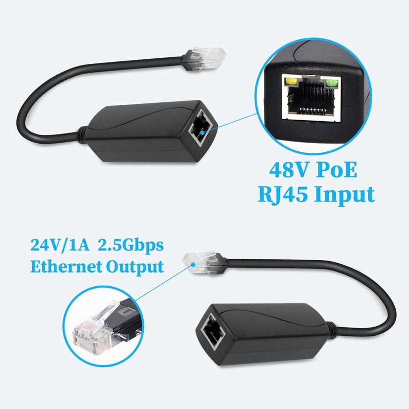 REVODATA 2.5G PoE 48V to 24V PoE Converter, RJ45 Port Output 24V/1A, 2.5Gbps Ethernet Comply IEEE802.3af/at, Passive PoE to 24V Adapter, for Passive 24V Devices(PS5724TG-RJ) - Image 2